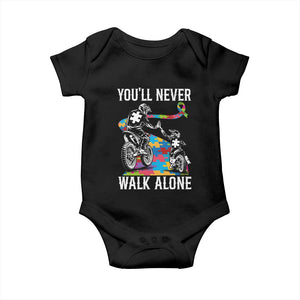 Autism Acceptance Baby Onesie Autism Dad Motocross Rider Father Son Support TS14 Black Print Your Wear