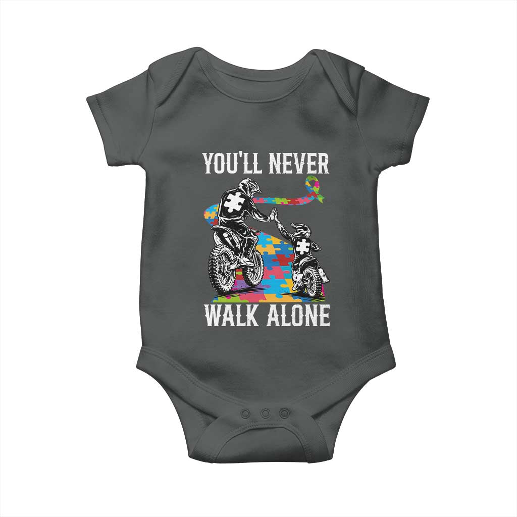 Autism Acceptance Baby Onesie Autism Dad Motocross Rider Father Son Support TS14 Dark Heather Print Your Wear