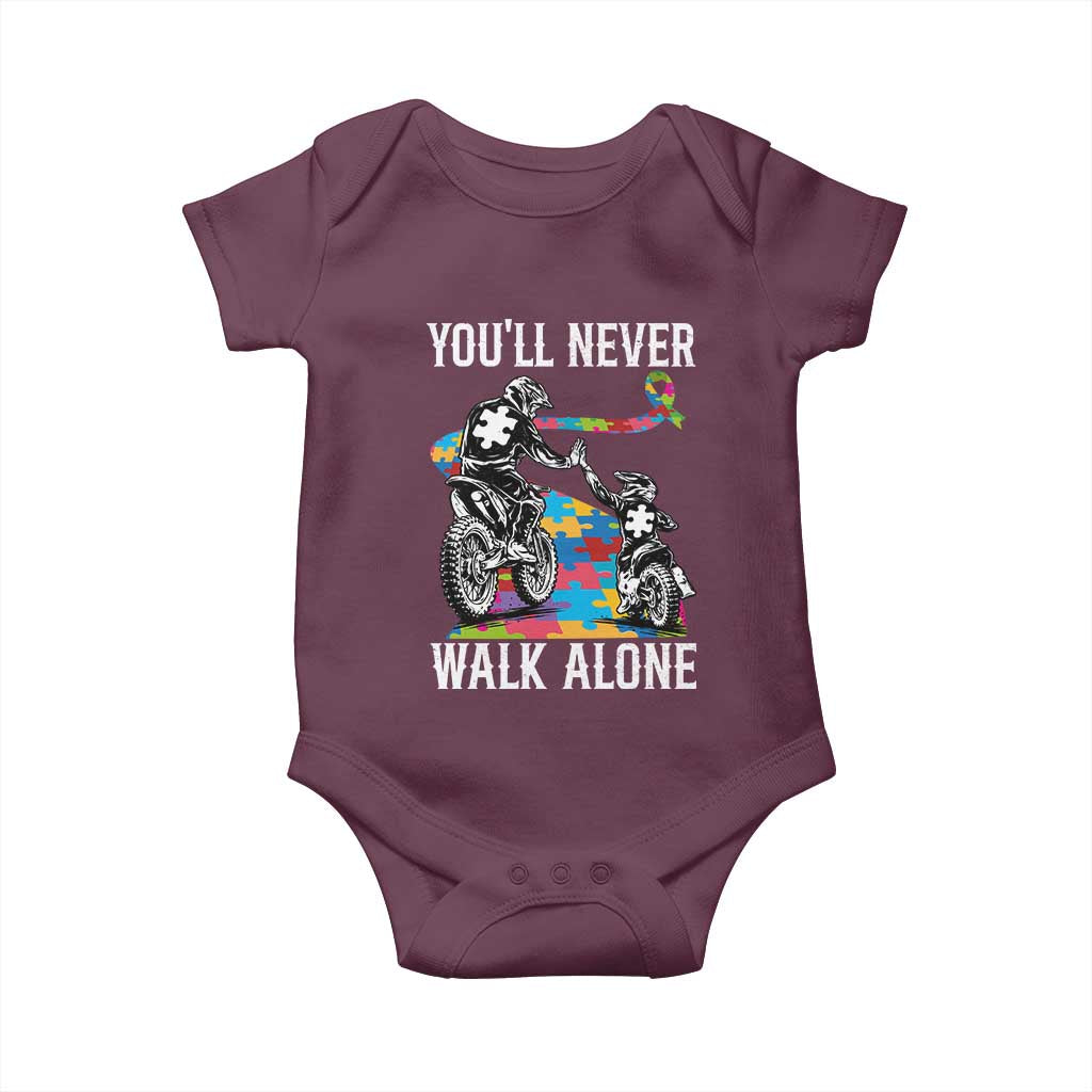 Autism Acceptance Baby Onesie Autism Dad Motocross Rider Father Son Support TS14 Maroon Print Your Wear