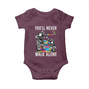 Autism Acceptance Baby Onesie Autism Dad Motocross Rider Father Son Support TS14 Maroon Print Your Wear