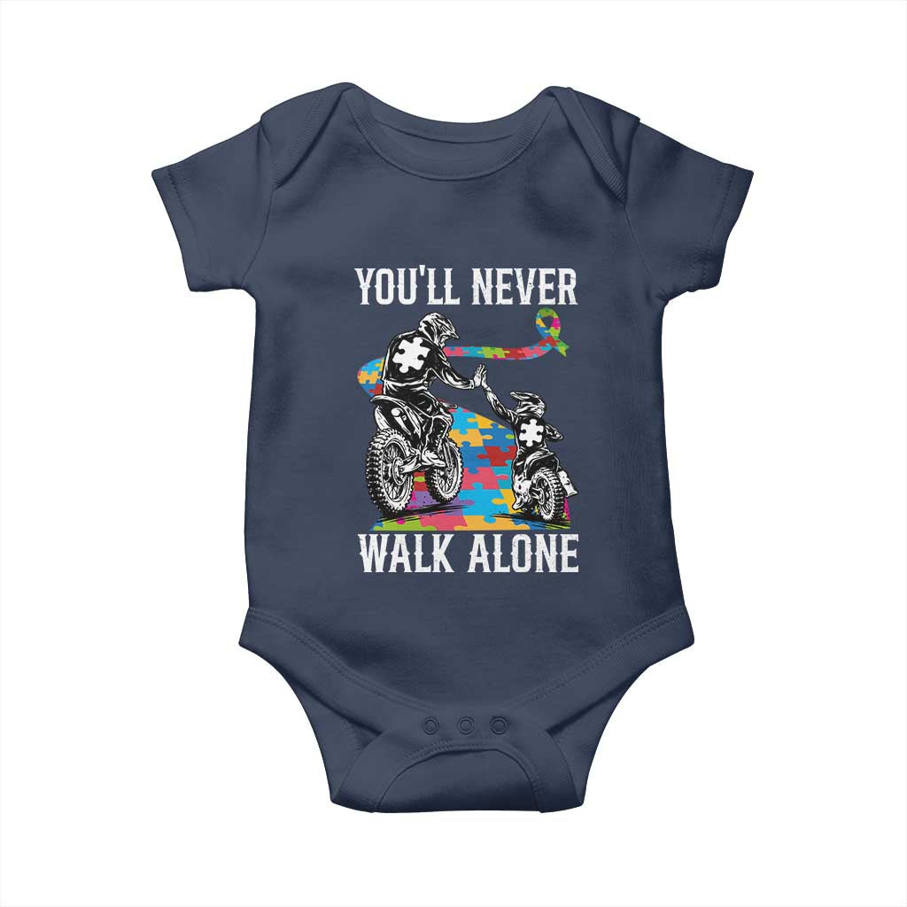 Autism Acceptance Baby Onesie Autism Dad Motocross Rider Father Son Support TS14 Navy Print Your Wear