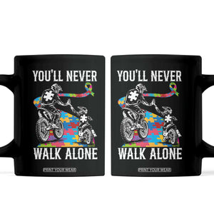 Autism Acceptance Coffee Mug Autism Dad Motocross Rider Father Son Support TS14 Black Print Your Wear