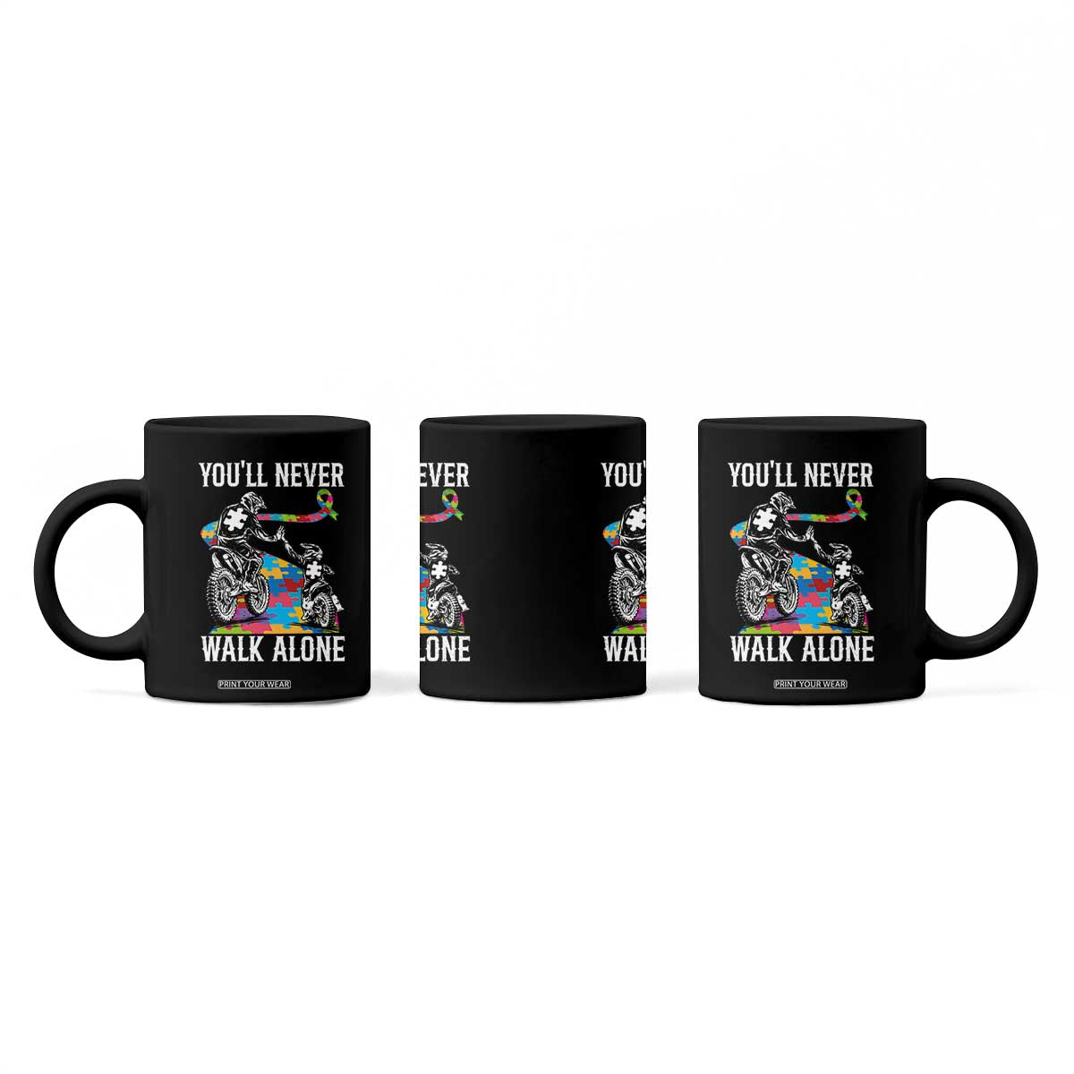 Autism Acceptance Coffee Mug Autism Dad Motocross Rider Father Son Support TS14 Print Your Wear