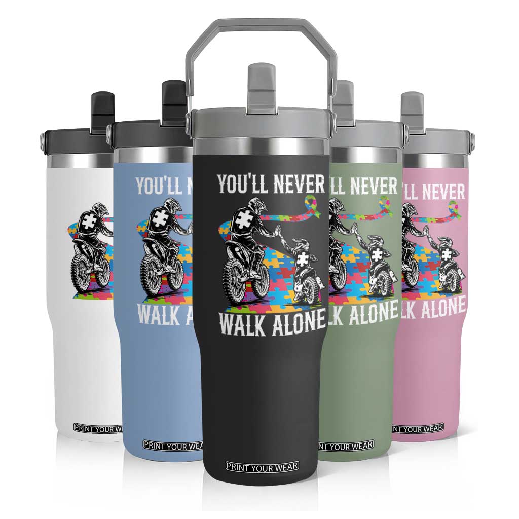 Autism Acceptance Flip Straw Tumbler Autism Dad Motocross Rider Father Son Support TS14 Print Your Wear