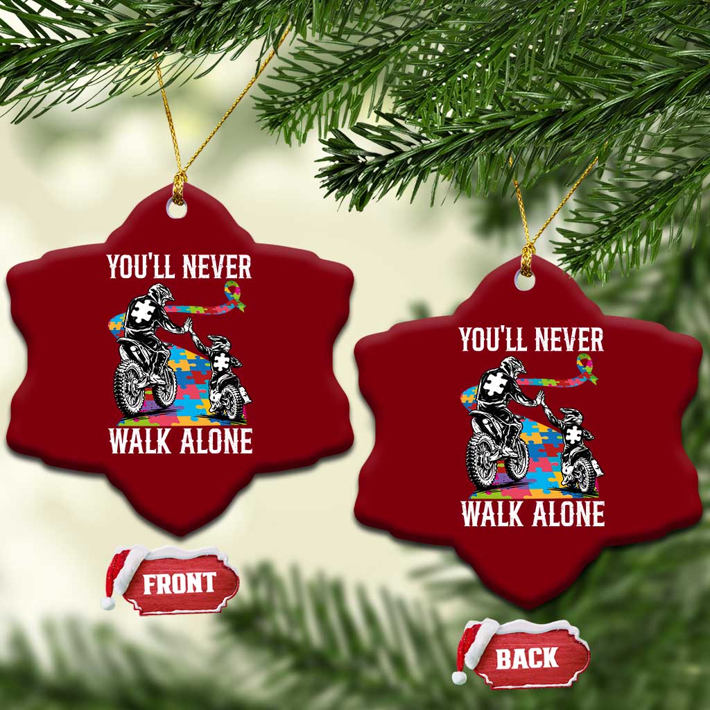 Autism Acceptance Ceramic Ornament Autism Dad Motocross Rider Father Son Support TS14 Print Your Wear