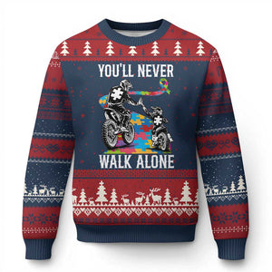 Autism Acceptance Ugly Christmas Sweater Autism Dad Motocross Rider Father Son Support TS14 Navy Red Print Your Wear