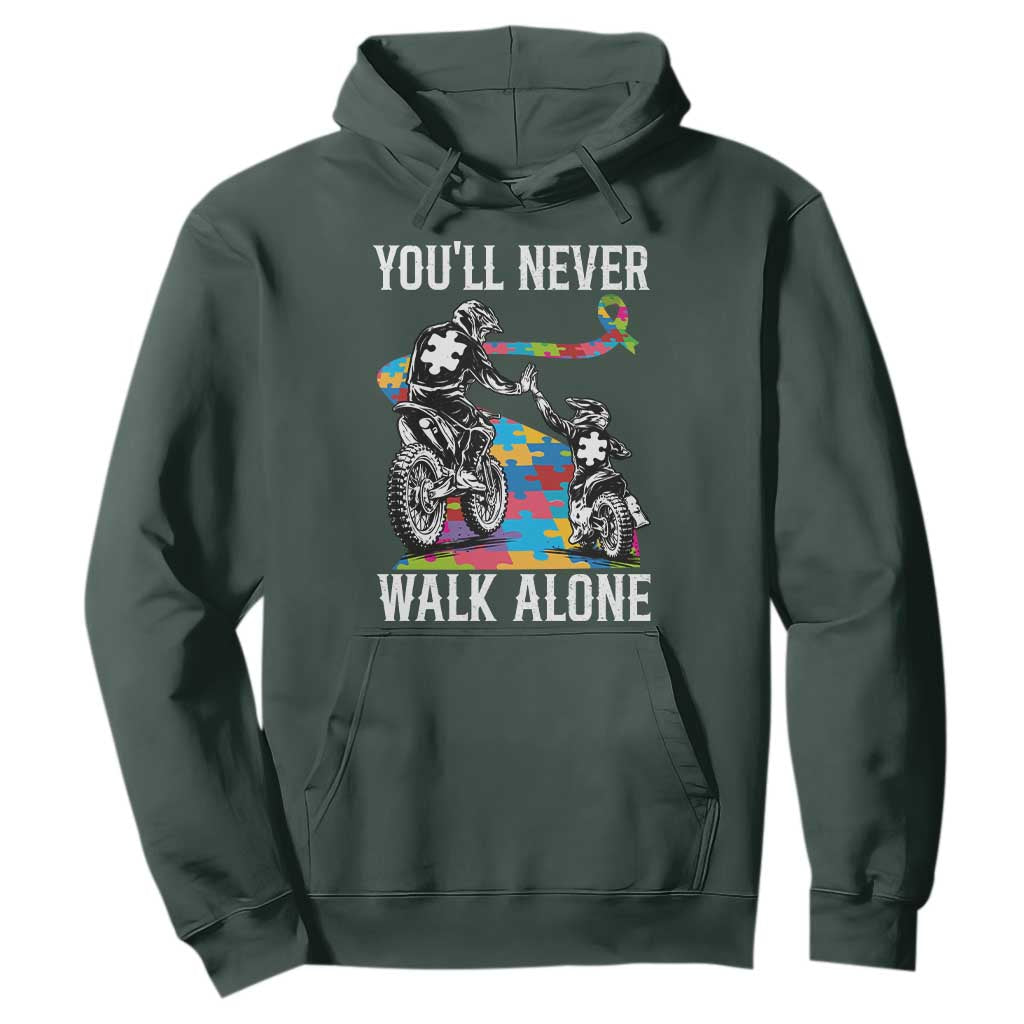 Autism Acceptance Hoodie Autism Dad Motocross Rider Father Son Support TS14 Dark Forest Green Print Your Wear
