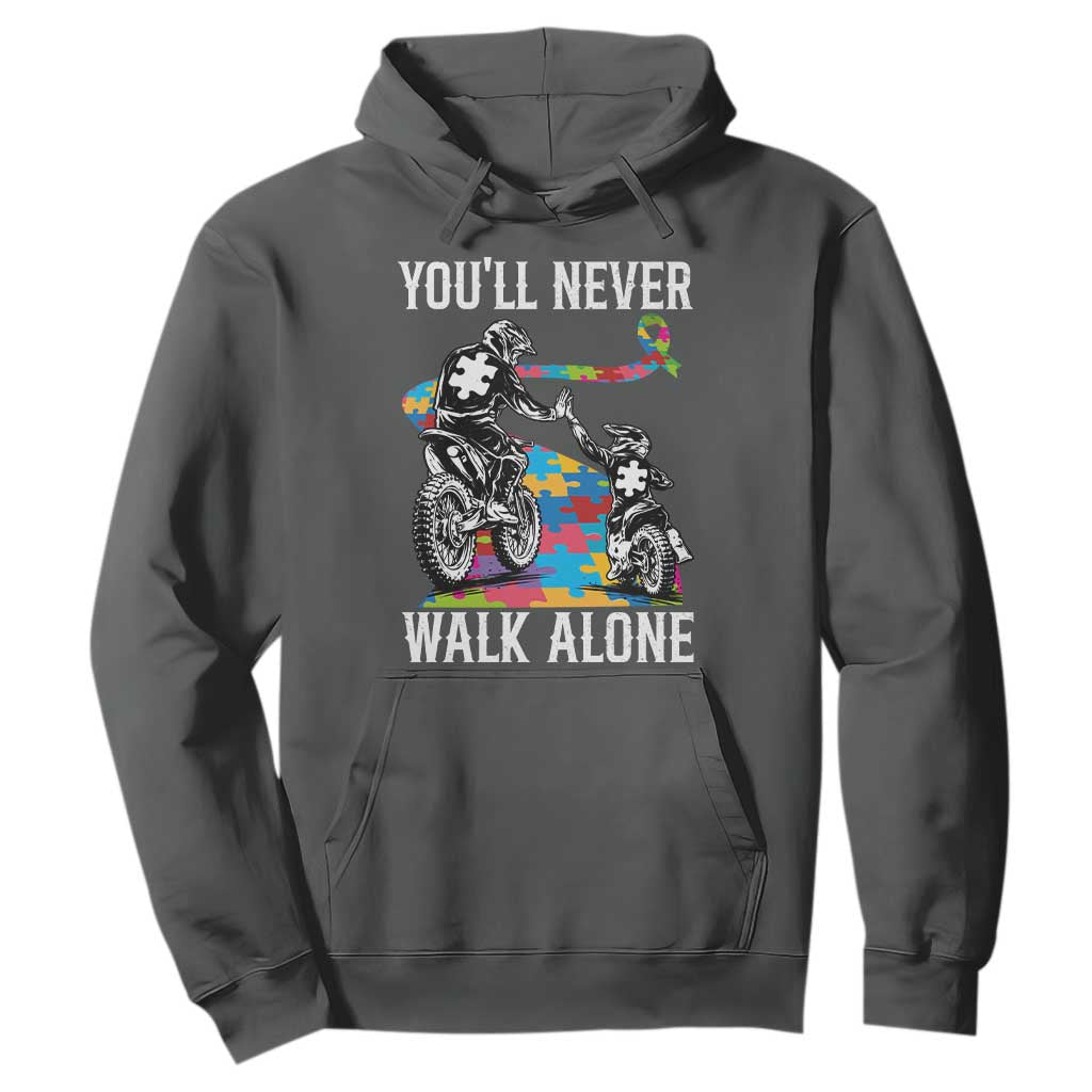 Autism Acceptance Hoodie Autism Dad Motocross Rider Father Son Support TS14 Dark Heather Print Your Wear
