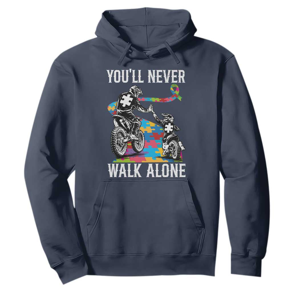 Autism Acceptance Hoodie Autism Dad Motocross Rider Father Son Support TS14 Navy Print Your Wear