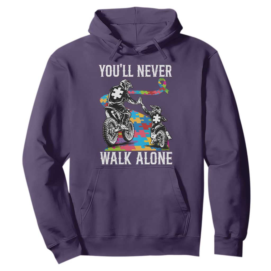 Autism Acceptance Hoodie Autism Dad Motocross Rider Father Son Support TS14 Purple Print Your Wear