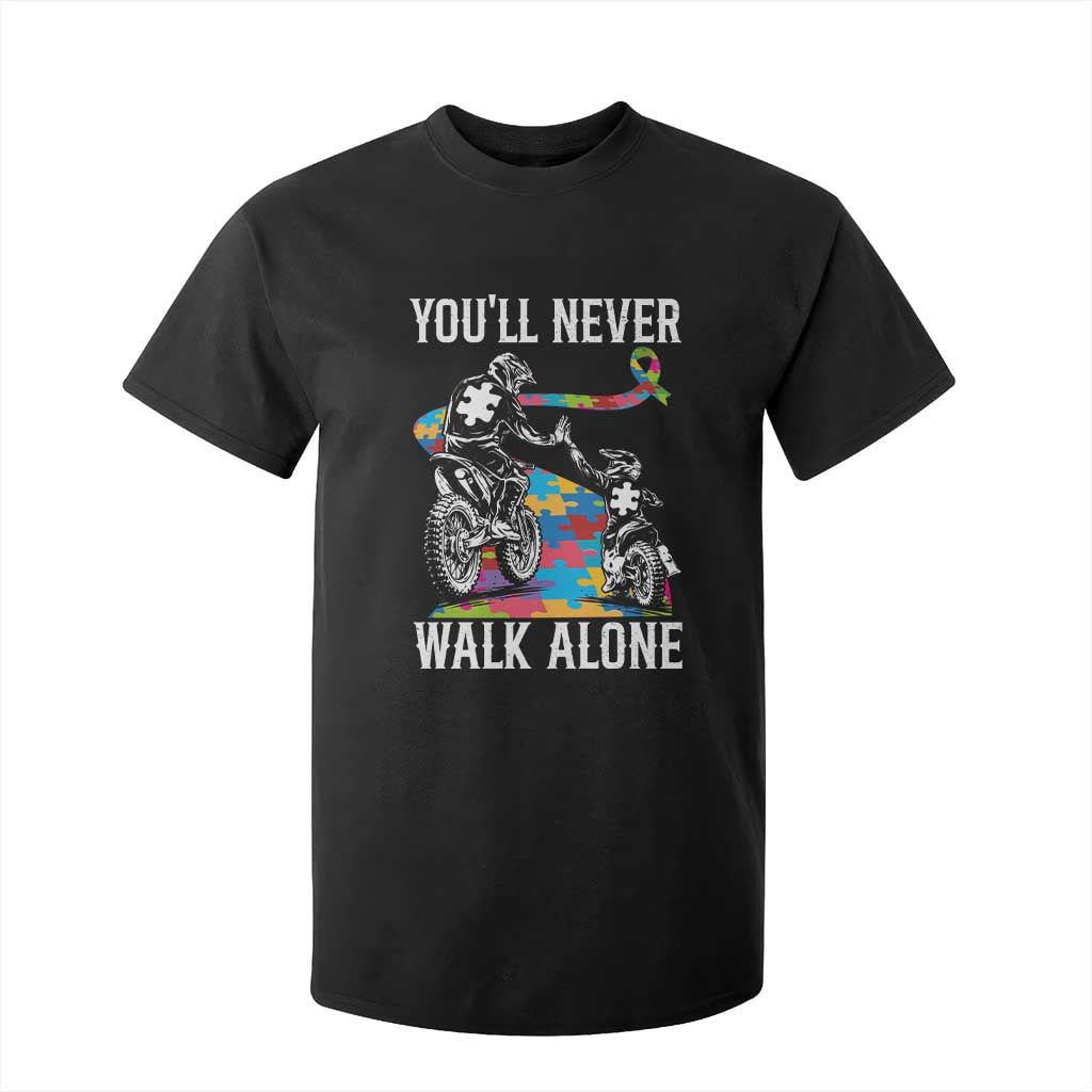 Autism Acceptance T Shirt For Kid Autism Dad Motocross Rider Father Son Support TS14 Black Print Your Wear