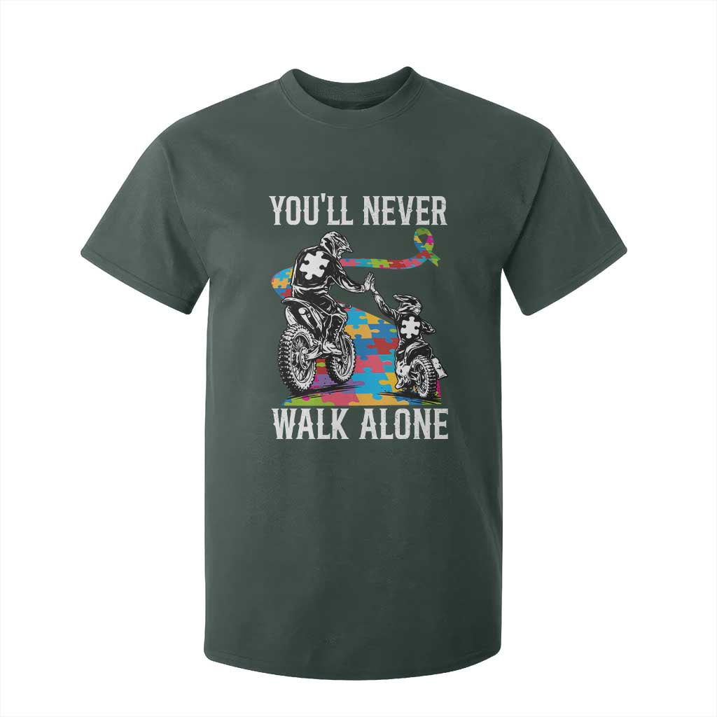 Autism Acceptance T Shirt For Kid Autism Dad Motocross Rider Father Son Support TS14 Dark Forest Green Print Your Wear
