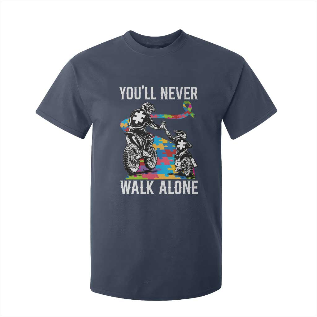 Autism Acceptance T Shirt For Kid Autism Dad Motocross Rider Father Son Support TS14 Navy Print Your Wear