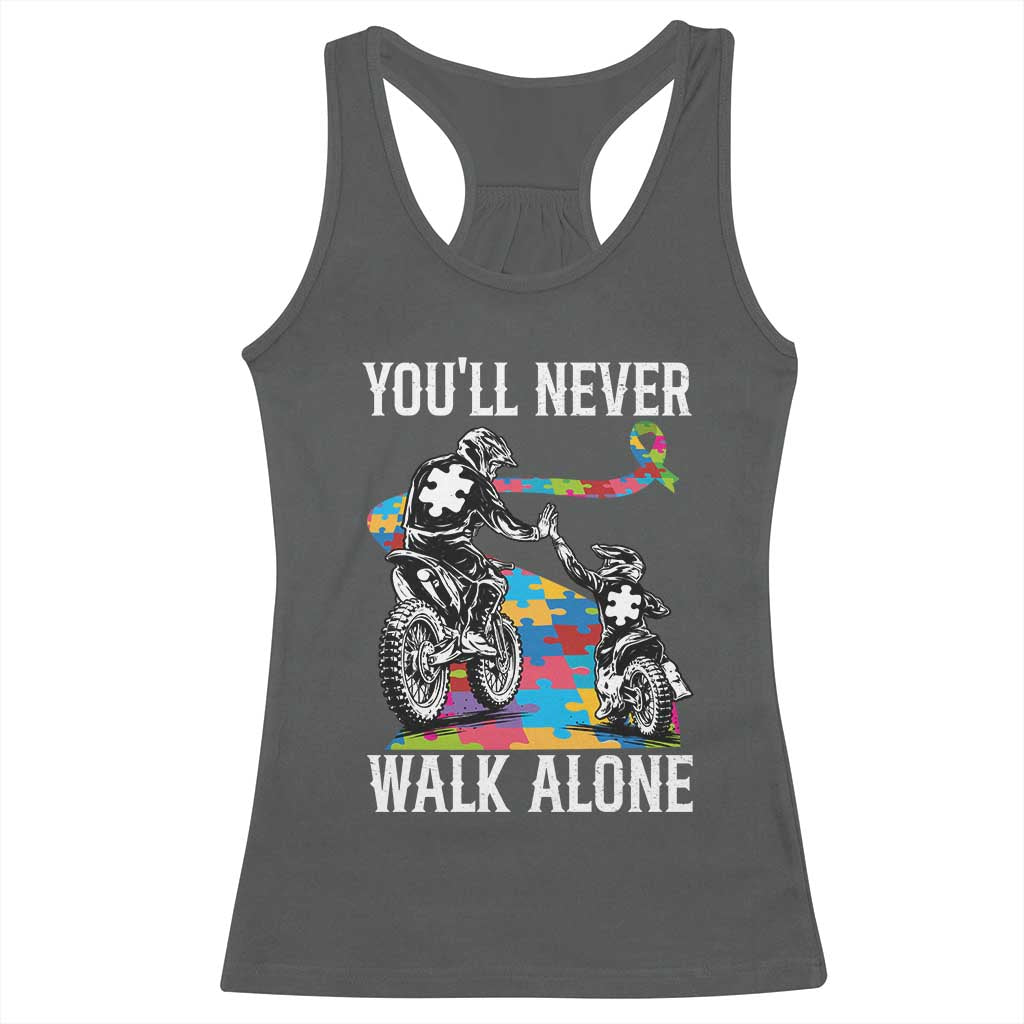 Autism Acceptance Racerback Tank Top Autism Dad Motocross Rider Father Son Support TS14 Dark Heather Print Your Wear
