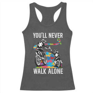 Autism Acceptance Racerback Tank Top Autism Dad Motocross Rider Father Son Support TS14 Dark Heather Print Your Wear