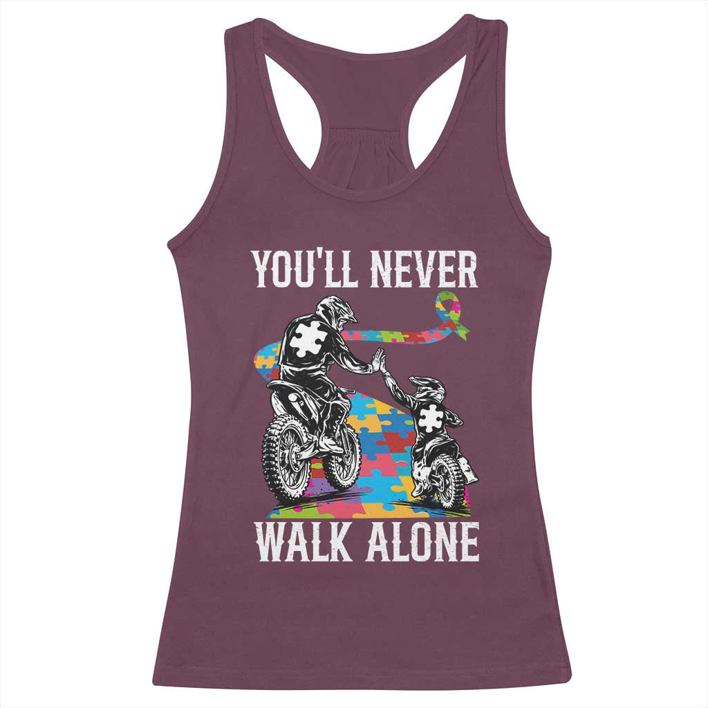 Autism Acceptance Racerback Tank Top Autism Dad Motocross Rider Father Son Support TS14 Maroon Print Your Wear