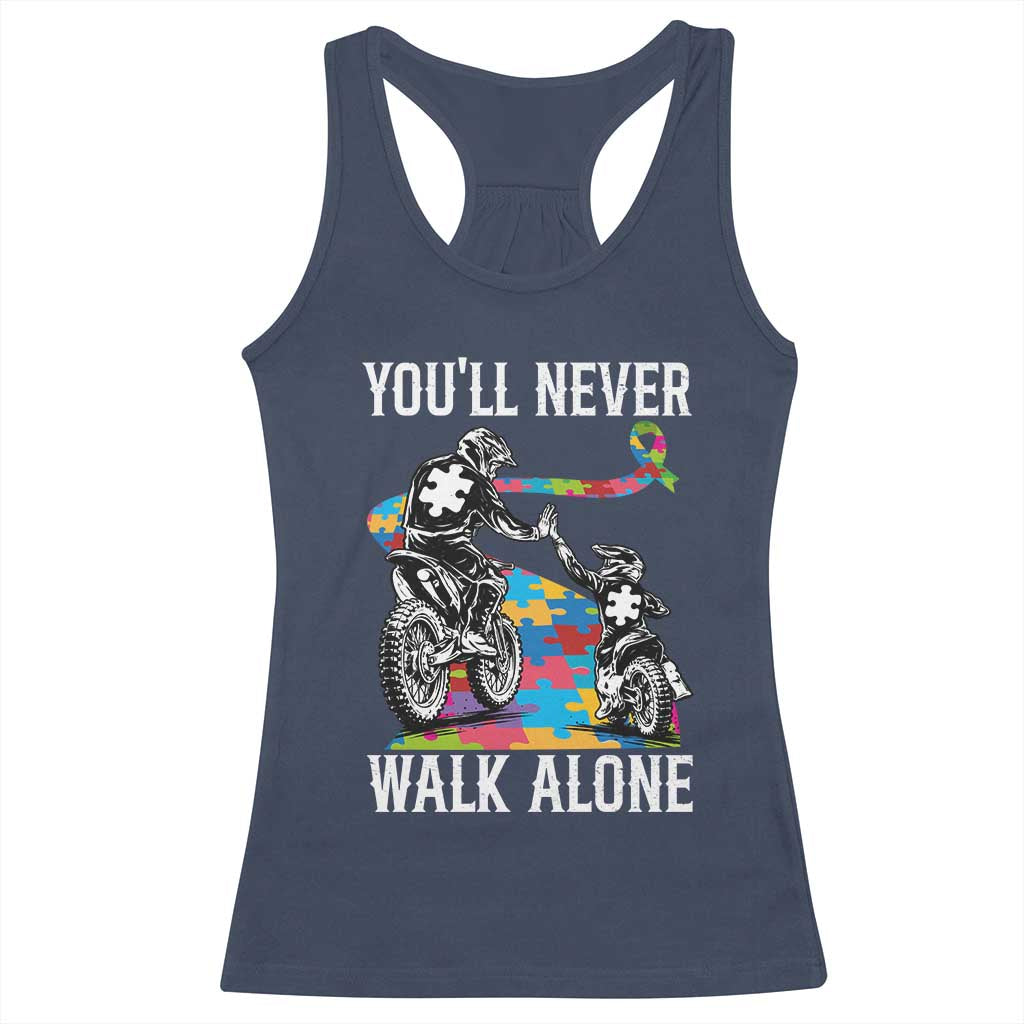 Autism Acceptance Racerback Tank Top Autism Dad Motocross Rider Father Son Support TS14 Navy Print Your Wear