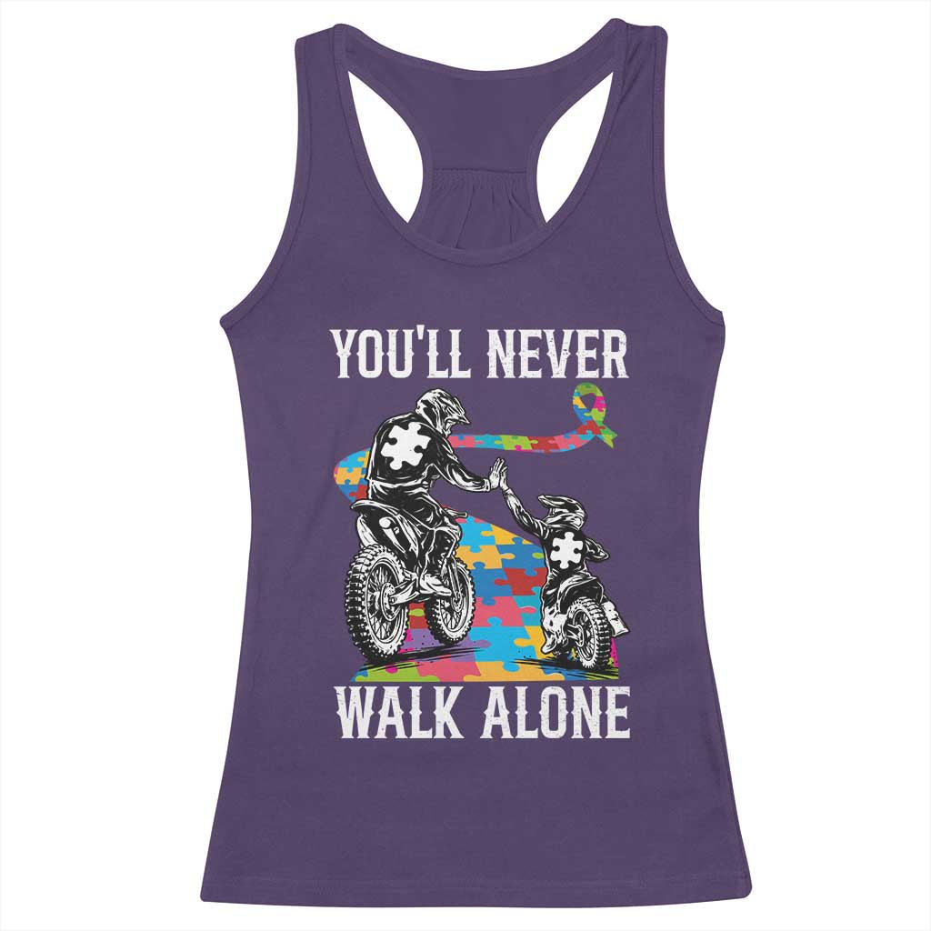 Autism Acceptance Racerback Tank Top Autism Dad Motocross Rider Father Son Support TS14 Purple Print Your Wear