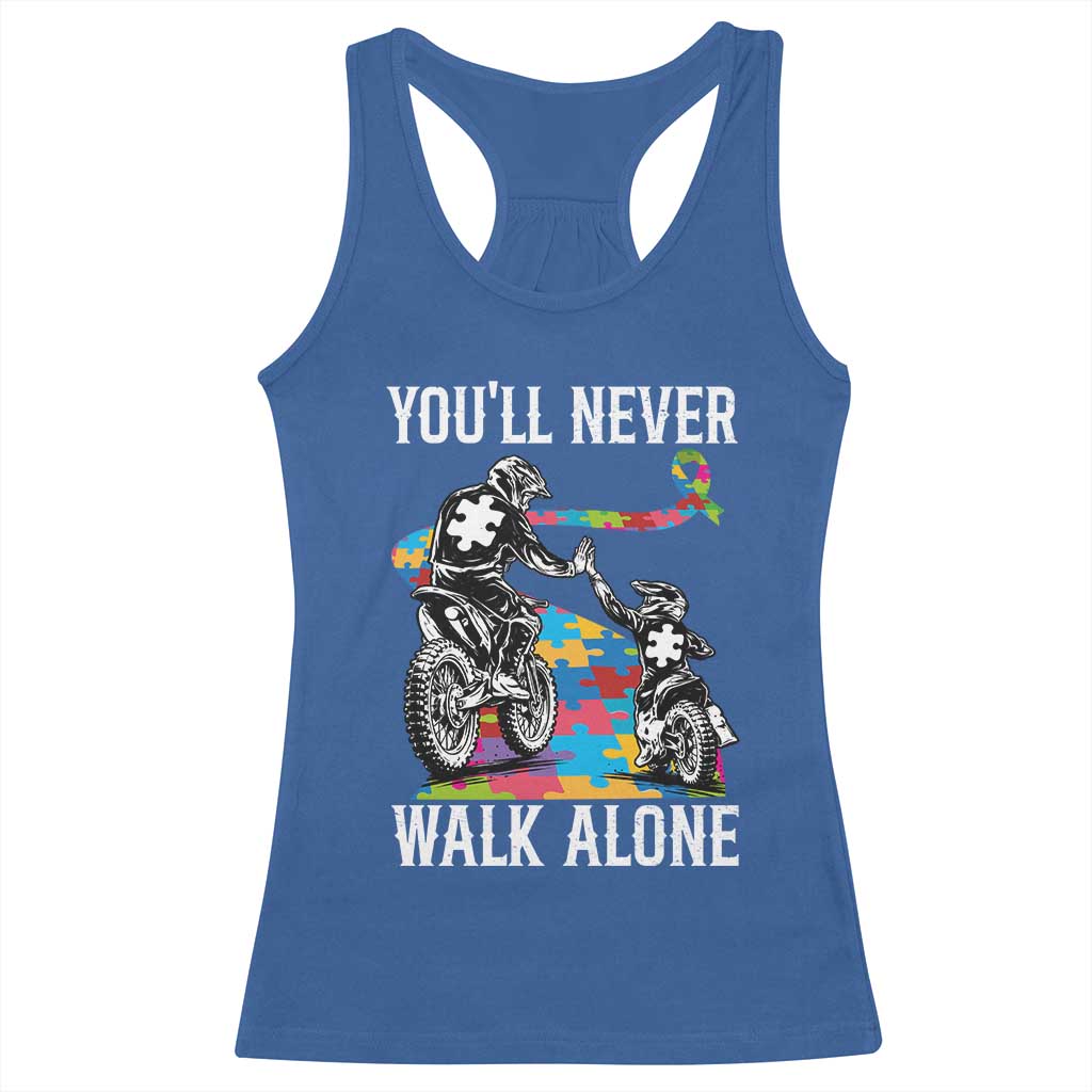 Autism Acceptance Racerback Tank Top Autism Dad Motocross Rider Father Son Support TS14 Royal Blue Print Your Wear