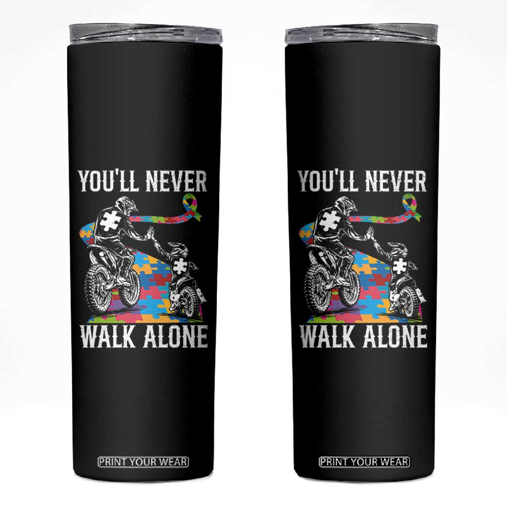 Autism Acceptance Skinny Tumbler Autism Dad Motocross Rider Father Son Support TS14 Black Print Your Wear