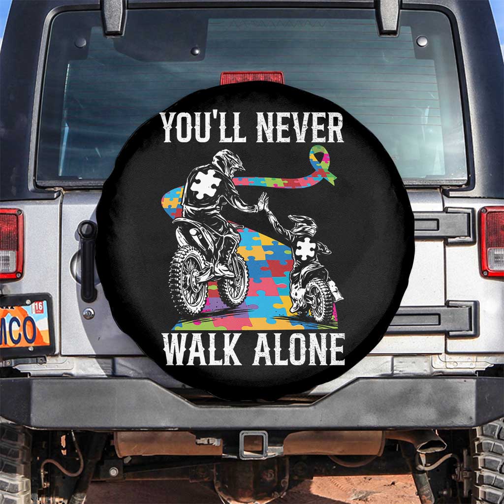Autism Acceptance Spare Tire Cover Autism Dad Motocross Rider Father Son Support TS14 No hole Black Print Your Wear