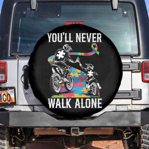 Autism Acceptance Spare Tire Cover Autism Dad Motocross Rider Father Son Support TS14 No hole Black Print Your Wear