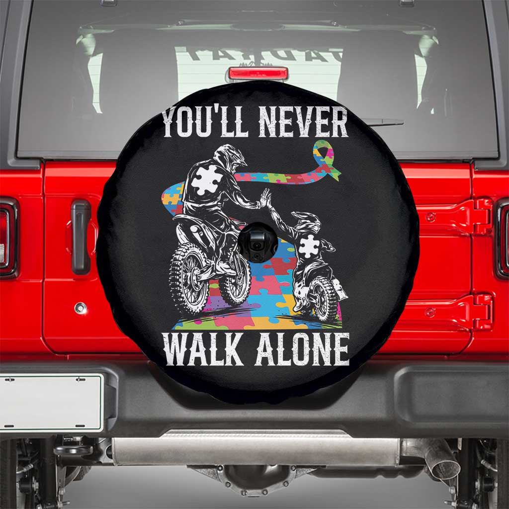 Autism Acceptance Spare Tire Cover Autism Dad Motocross Rider Father Son Support TS14 Black Print Your Wear