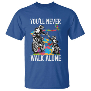 Autism Acceptance T Shirt Autism Dad Motocross Rider Father Son Support TS14 Royal Blue Print Your Wear