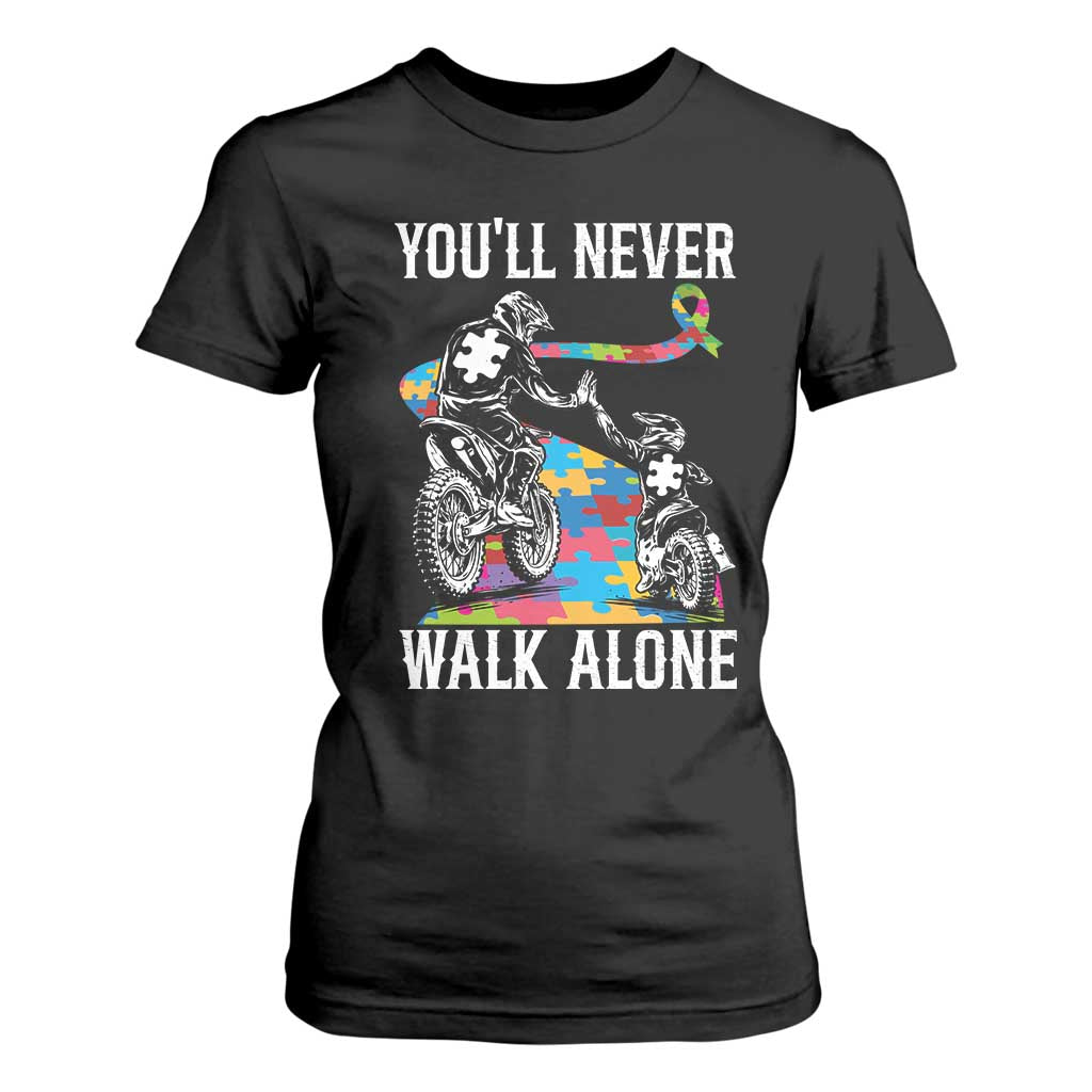 Autism Acceptance T Shirt For Women Autism Dad Motocross Rider Father Son Support TS14 Black Print Your Wear