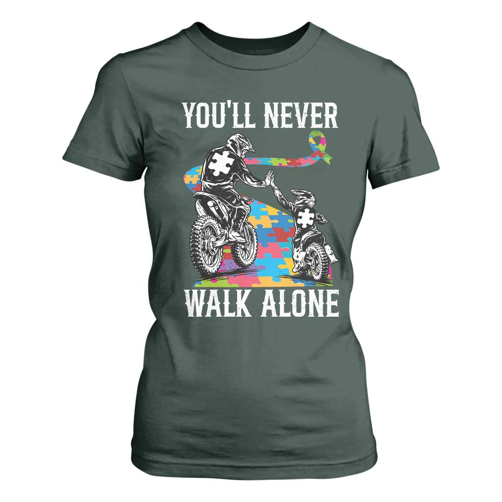 Autism Acceptance T Shirt For Women Autism Dad Motocross Rider Father Son Support TS14 Dark Forest Green Print Your Wear