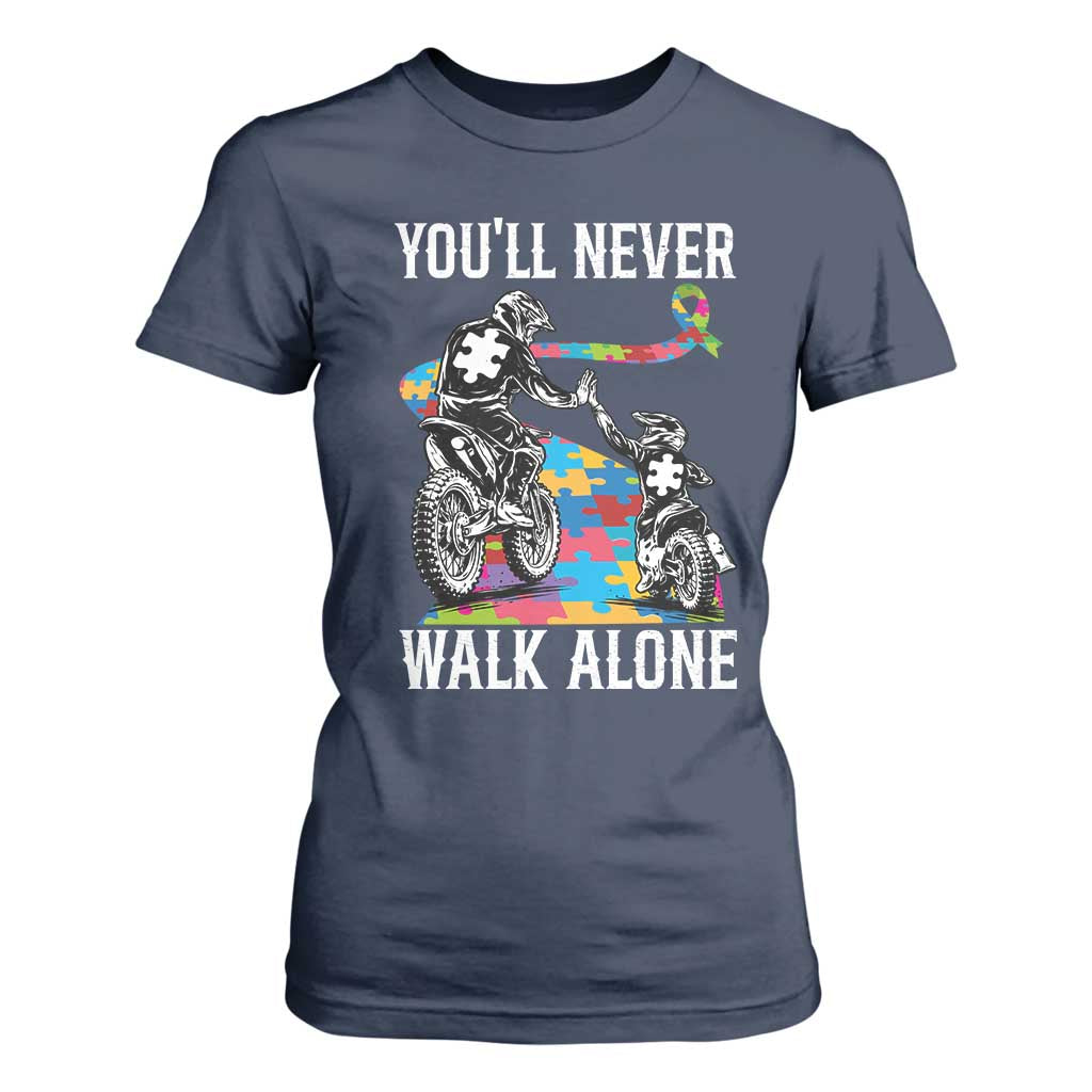 Autism Acceptance T Shirt For Women Autism Dad Motocross Rider Father Son Support TS14 Navy Print Your Wear
