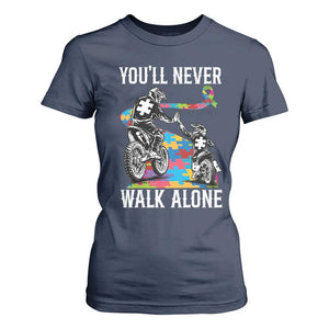 Autism Acceptance T Shirt For Women Autism Dad Motocross Rider Father Son Support TS14 Navy Print Your Wear