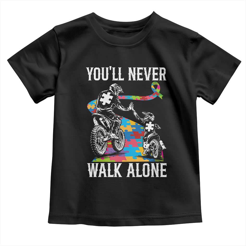 Autism Acceptance Toddler T Shirt Autism Dad Motocross Rider Father Son Support TS14 Black Print Your Wear