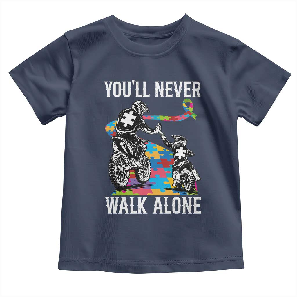 Autism Acceptance Toddler T Shirt Autism Dad Motocross Rider Father Son Support TS14 Navy Print Your Wear