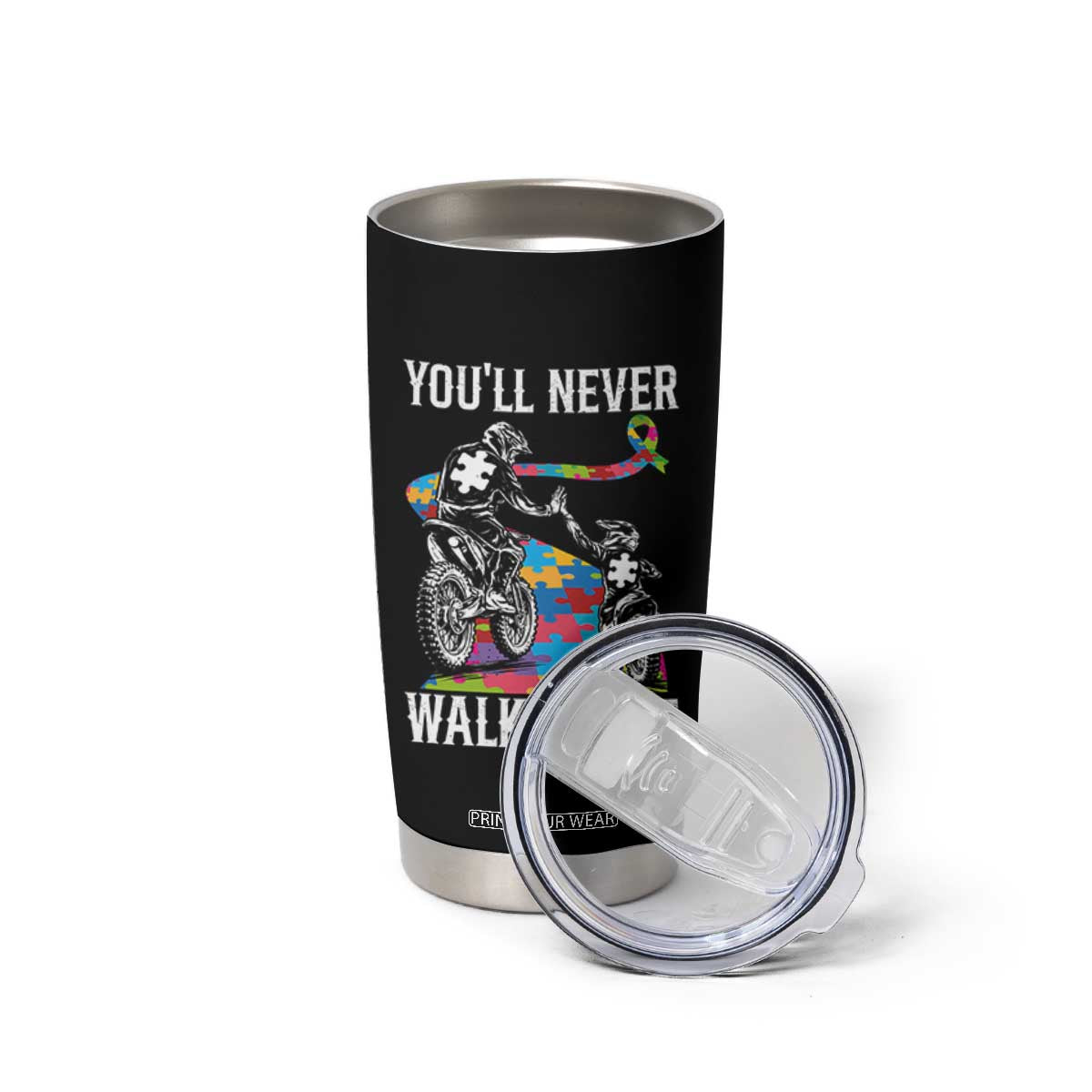 Autism Acceptance Tumbler Cup Autism Dad Motocross Rider Father Son Support TS14 Print Your Wear