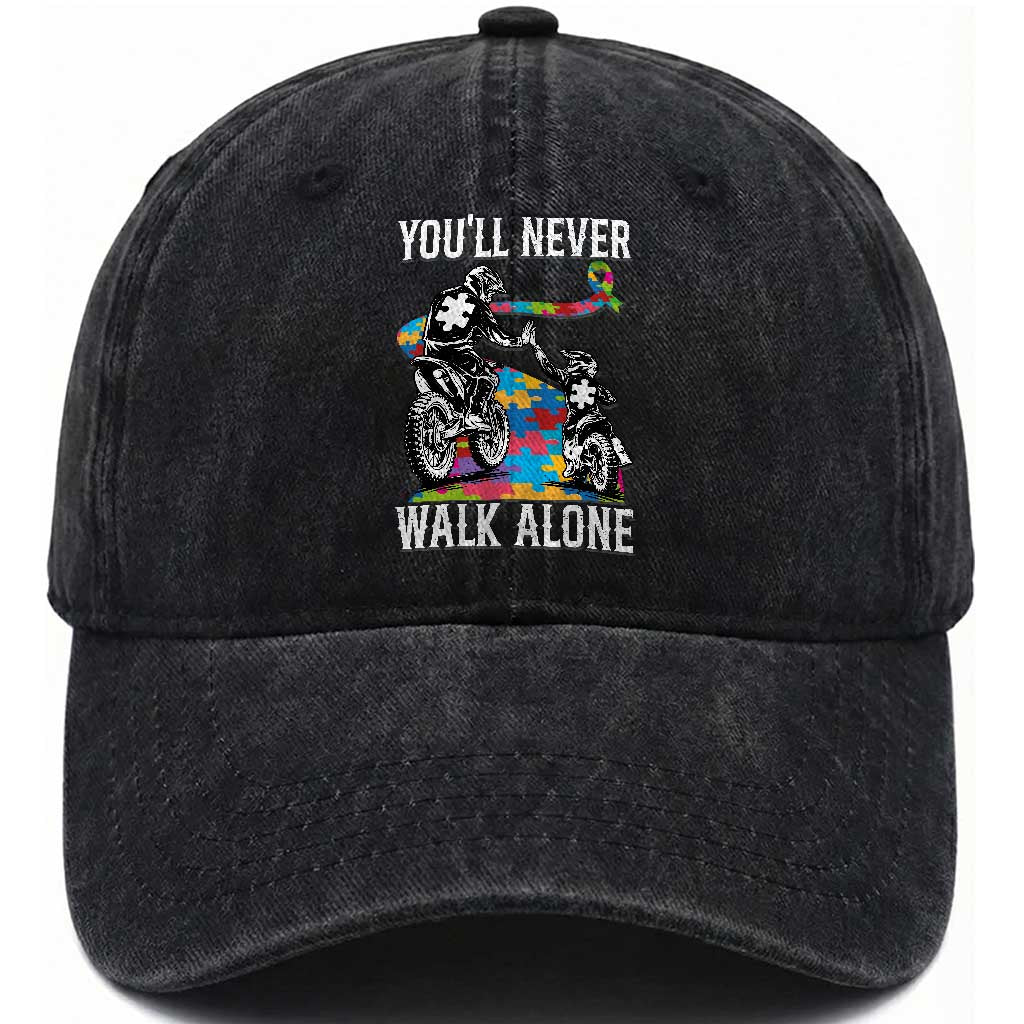 Autism Acceptance Washed Cotton Baseball Cap Autism Dad Motocross Rider Father Son Support TS14 Print Your Wear