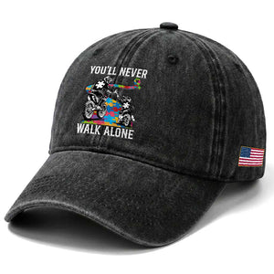 Autism Acceptance Washed Cotton Baseball Cap Autism Dad Motocross Rider Father Son Support TS14 Print Your Wear