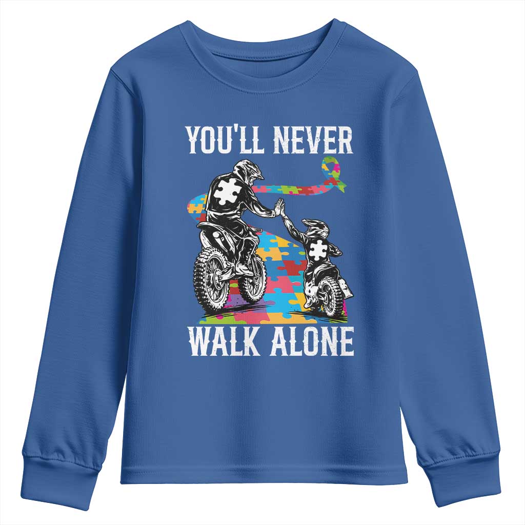 Autism Acceptance Youth Sweatshirt Autism Dad Motocross Rider Father Son Support TS14 Royal Blue Print Your Wear