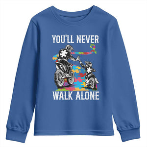 Autism Acceptance Youth Sweatshirt Autism Dad Motocross Rider Father Son Support TS14 Royal Blue Print Your Wear