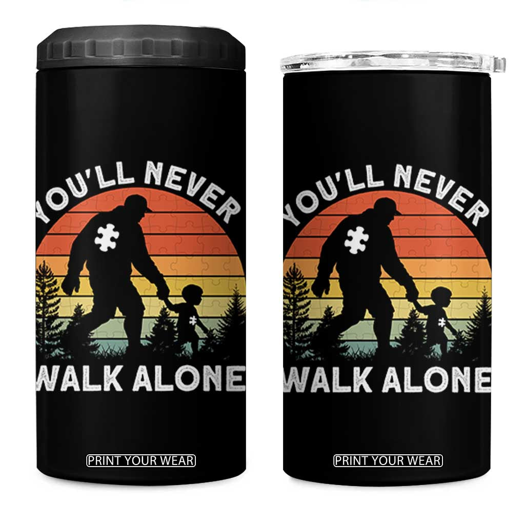 Autism Acceptance 4 in 1 Can Cooler Tumbler Autism Dad You'll Never Walk Alone Support TS14 One Size: 16 oz Black Print Your Wear