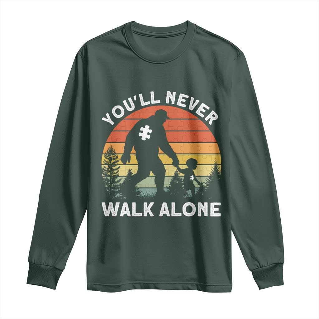 Autism Acceptance Long Sleeve Shirt Autism Dad You'll Never Walk Alone Support TS14 Dark Forest Green Print Your Wear