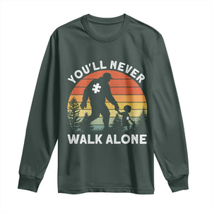 Autism Acceptance Long Sleeve Shirt Autism Dad You'll Never Walk Alone Support TS14 Dark Forest Green Print Your Wear