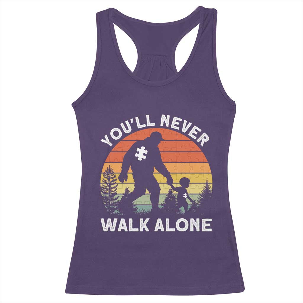 Autism Acceptance Racerback Tank Top Autism Dad You'll Never Walk Alone Support TS14 Purple Print Your Wear