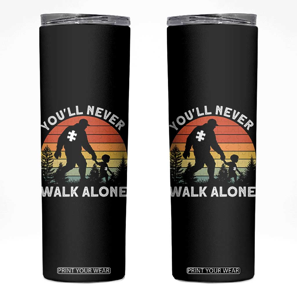 Autism Acceptance Skinny Tumbler Autism Dad You'll Never Walk Alone Support TS14 Black Print Your Wear