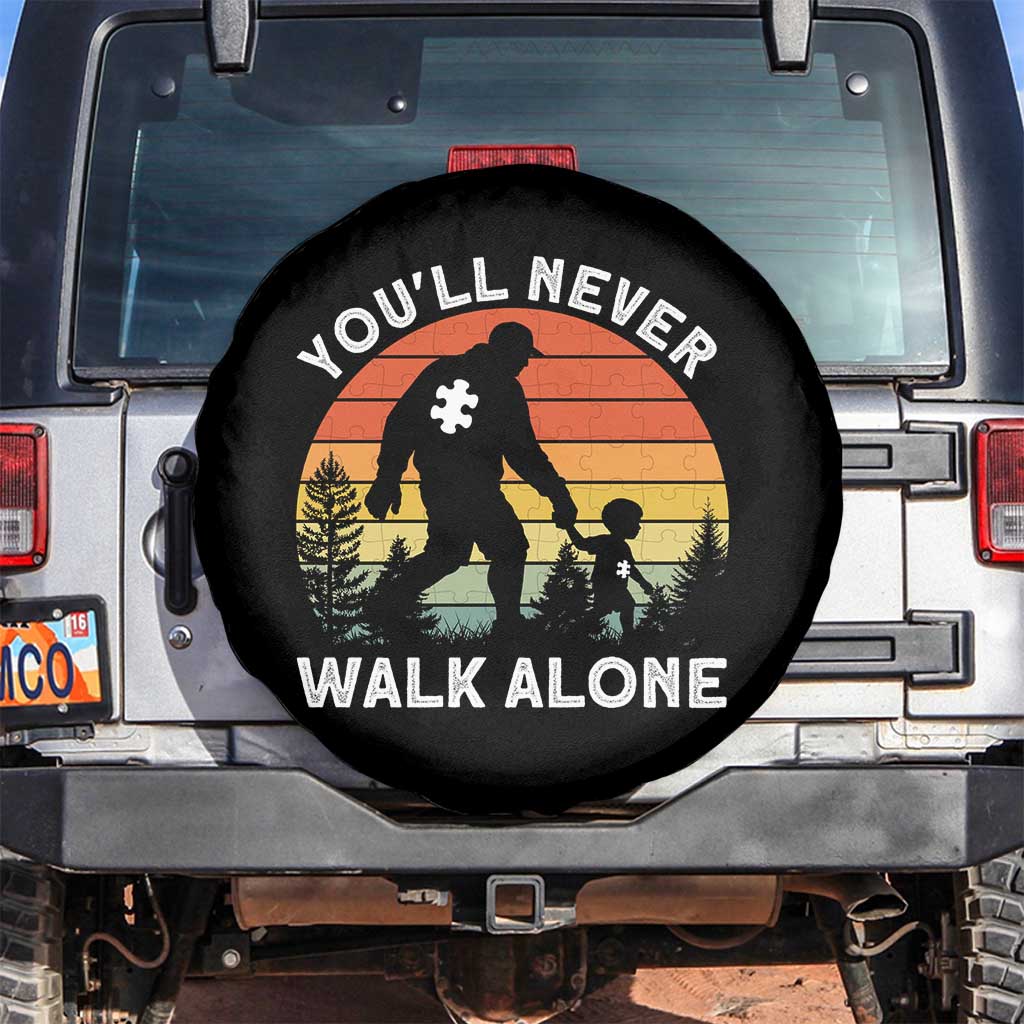 Autism Acceptance Spare Tire Cover Autism Dad You'll Never Walk Alone Support TS14 No hole Black Print Your Wear