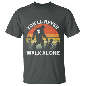 Autism Acceptance T Shirt Autism Dad You'll Never Walk Alone Support TS14 Dark Heather Print Your Wear