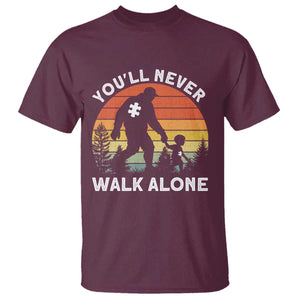Autism Acceptance T Shirt Autism Dad You'll Never Walk Alone Support TS14 Maroon Print Your Wear