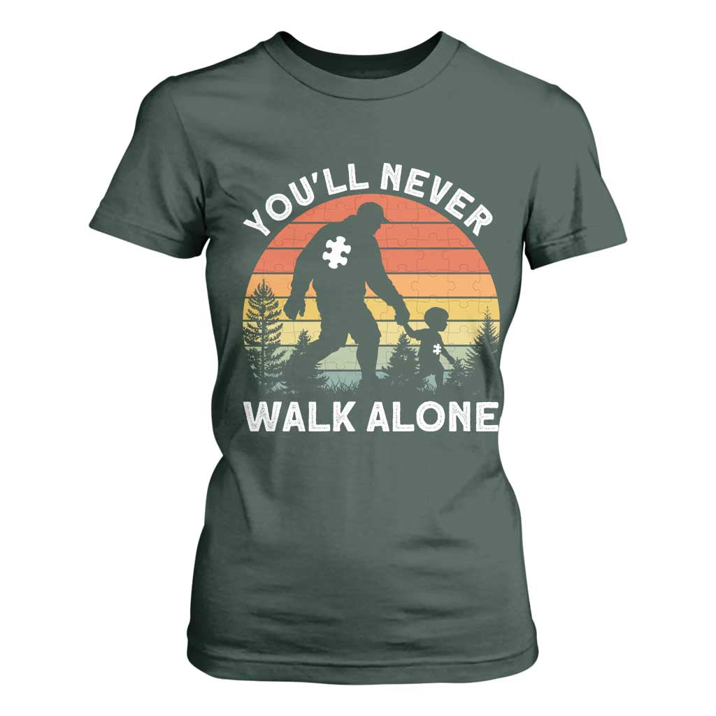 Autism Acceptance T Shirt For Women Autism Dad You'll Never Walk Alone Support TS14 Dark Forest Green Print Your Wear