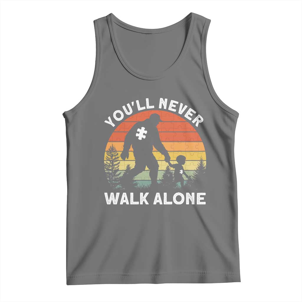Autism Acceptance Tank Top Autism Dad You'll Never Walk Alone Support TS14 Black Heather Print Your Wear
