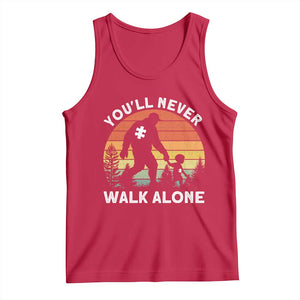 Autism Acceptance Tank Top Autism Dad You'll Never Walk Alone Support TS14 Red Print Your Wear